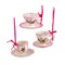 KSA Club Pack of 12 Pink and White Tea Cup Christmas Ornaments 3"